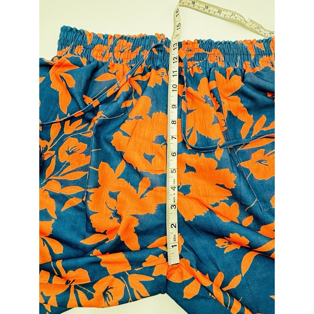 LOMON Linen Cotton Floral Wide Leg Crop Pants NWT Boho Resort Coastal L - Picture 9 of 10